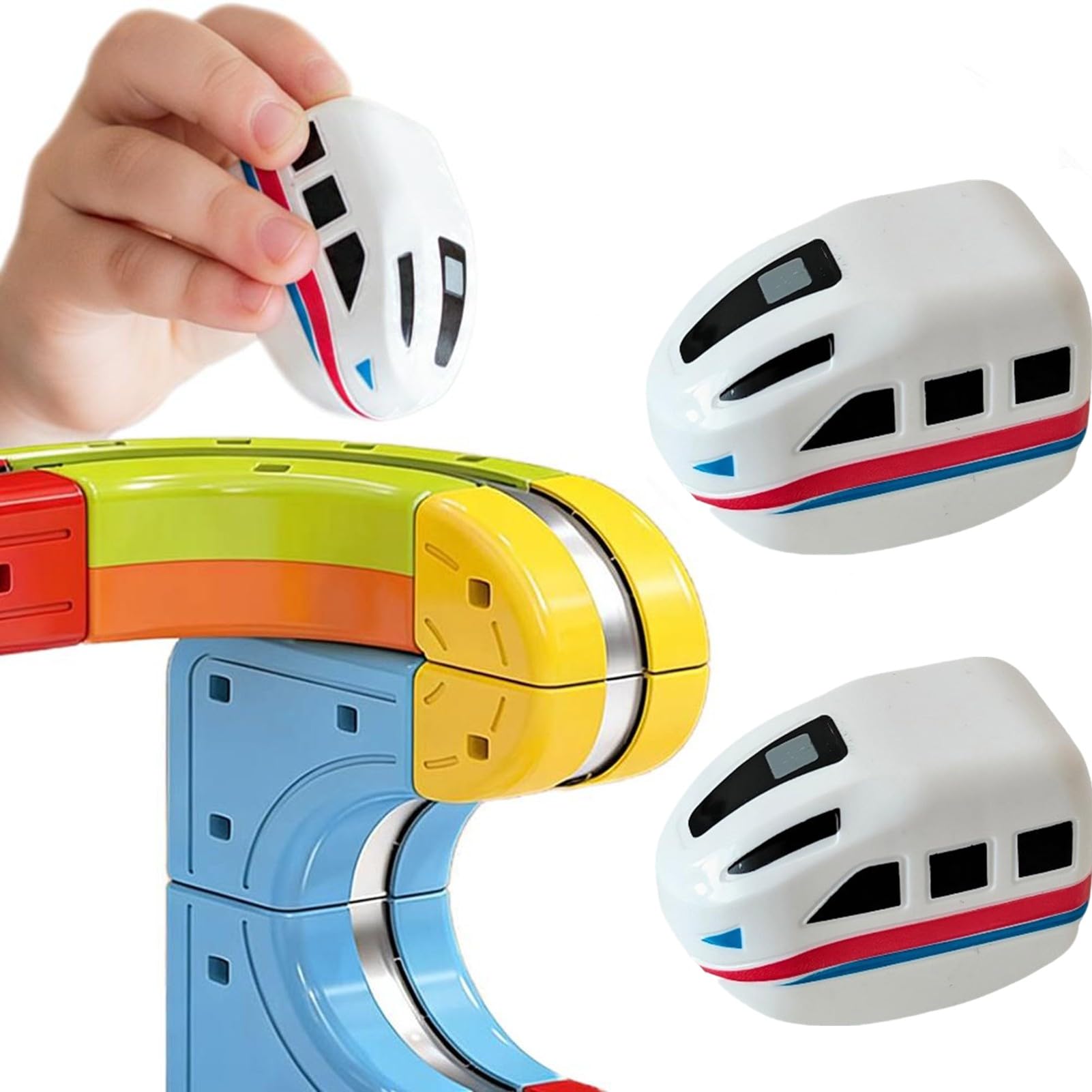 3D Infinity Track,Replacement Magnetic Electric Train Cars for Klick Rail Electric Train Set Tracks,3D Trains Routes with Mix-and-Match Stem Cubes,Add-On Accessory for Kids