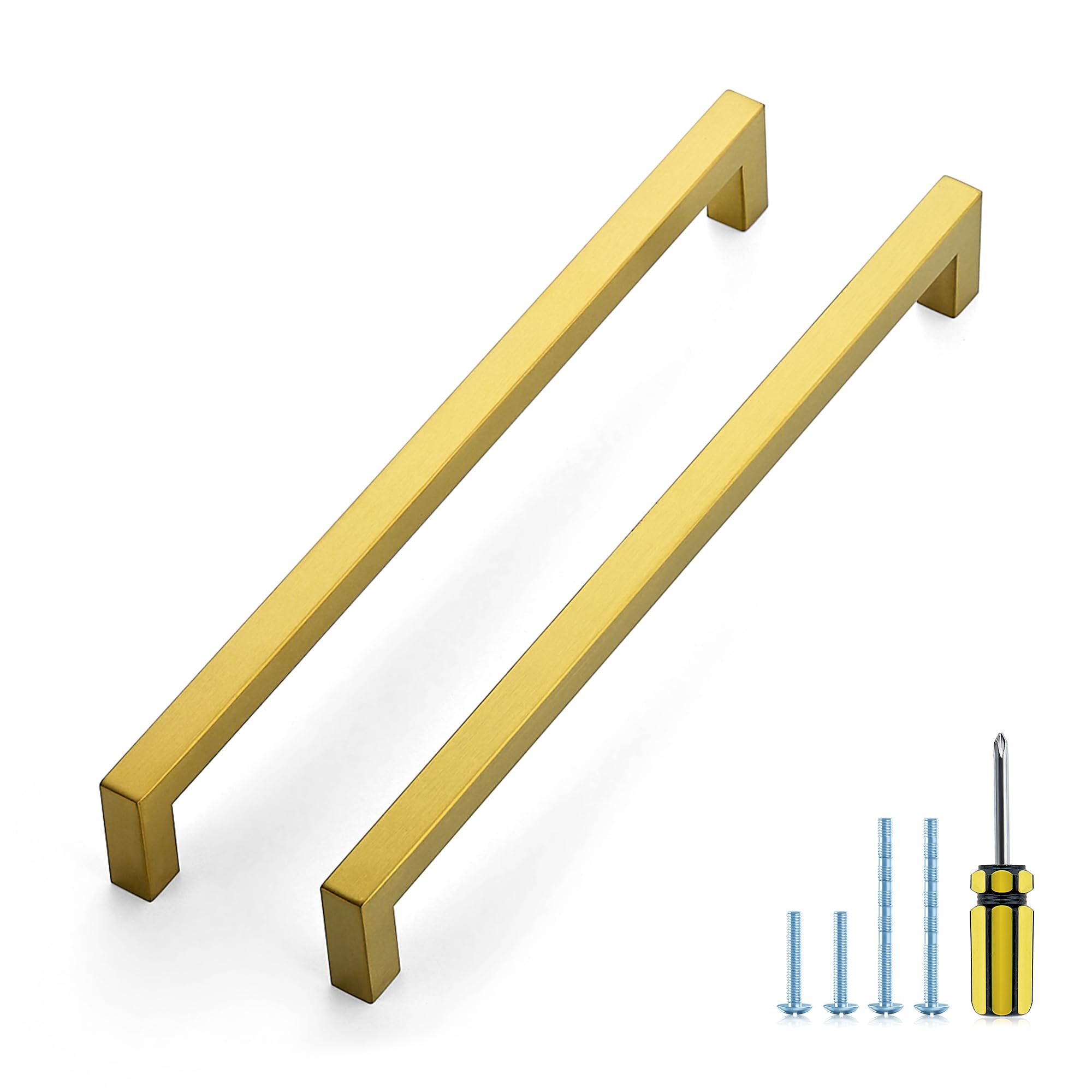 Ravinte Gold Square Pulls Cabinet Handles,10 Inch,20 Pack