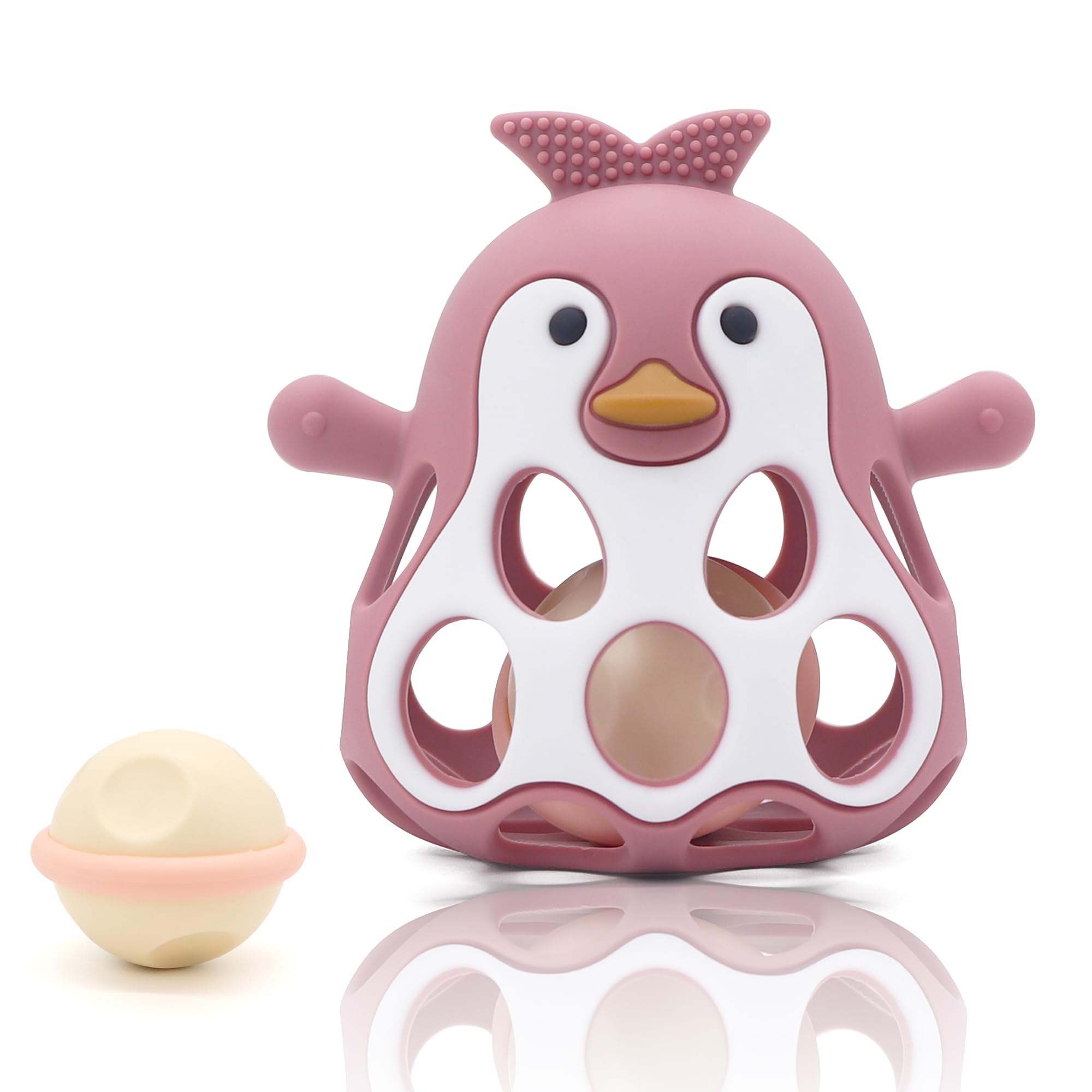 farout Pinguin Rassel-BPA frei Spielzeug ab 3 Monate - Ideal als Zahnungshilfe Mädchen und Jungen - Beißring Baby & Montessori Spielzeug Baby ab 6 Monate -Inspirierendes Geschenk.