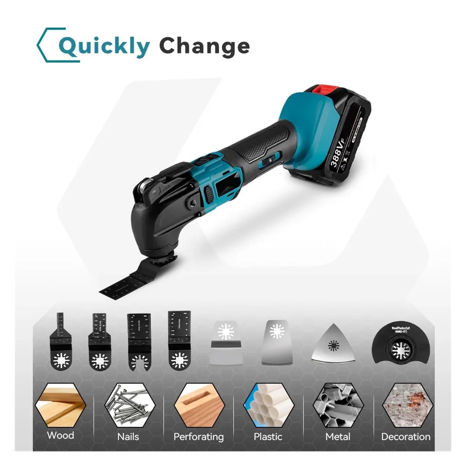 Strumento Multifunzione Oscillante For Elettrico Trimmer For Rinnovatore Multiutensile A Velocità Variabile Con Batteria Da 18 V Altalena Flessibile