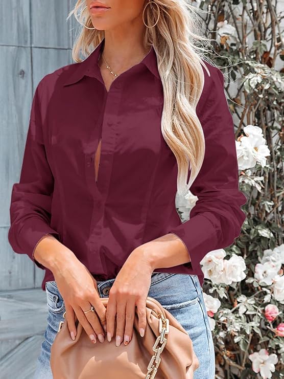 Image of OOMPH! Full Sleeve Stylish Western Official Formal Shirts for Women Regular fit Shirts for Woman