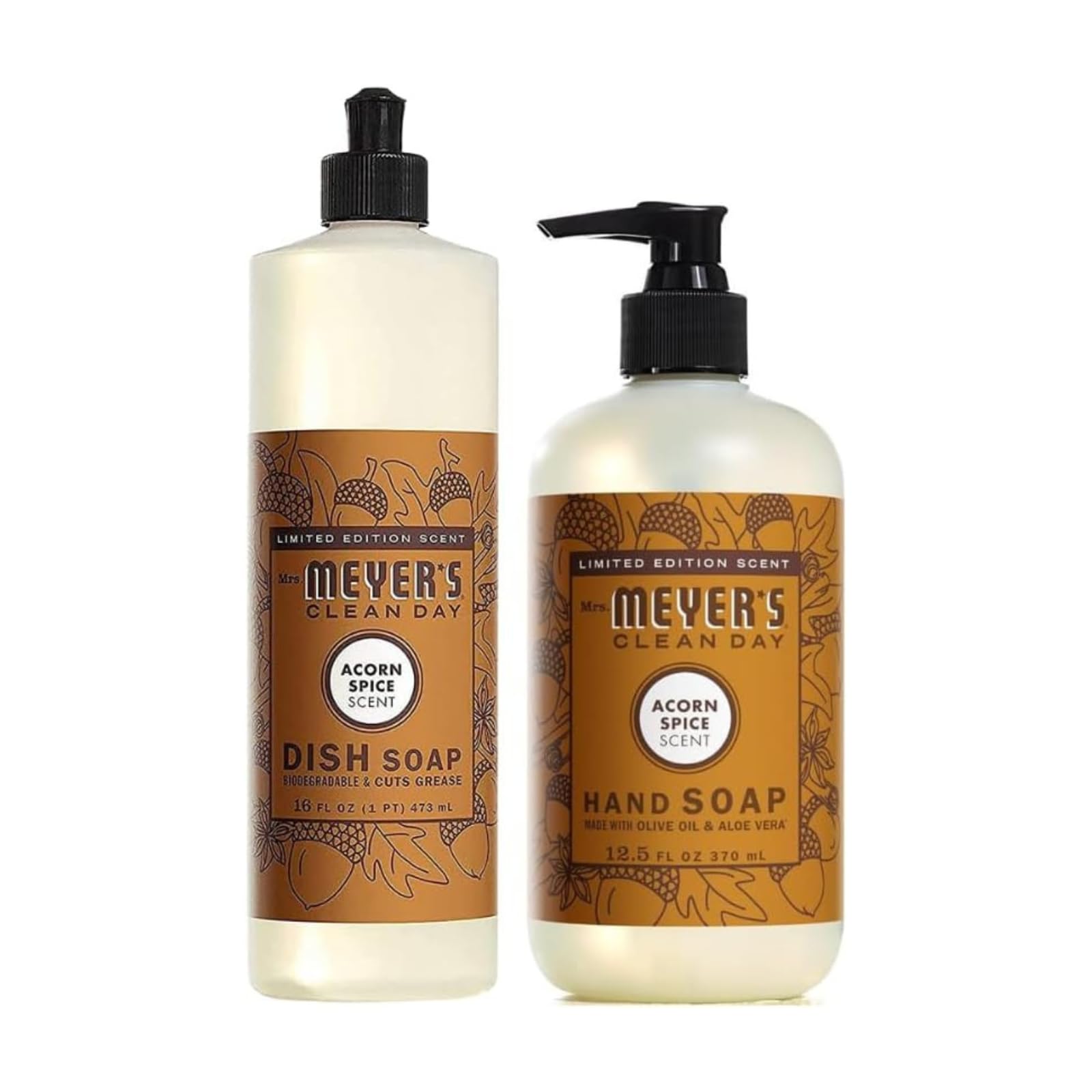 MRS. MEYER'S CLEAN DAY Variety, 1 Mrs. Meyer's Liquid Hand Soap, Acorn Spice, 12.5 OZ, 1 Mrs. Meyer's Liquid Dish Soap, Acorn Spice, 16 OZ, 1 CT Variety Pack