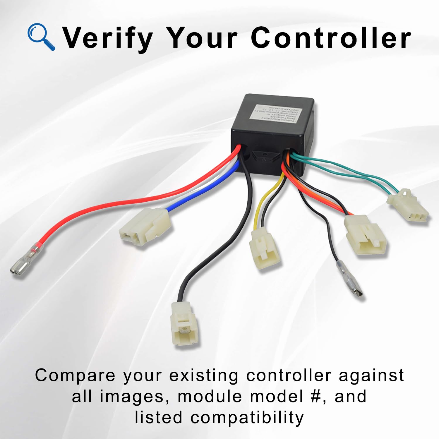 Image showing the AlveyTech LBD8-2 controller with its various connectors, emphasizing the need to compare it with the existing unit.