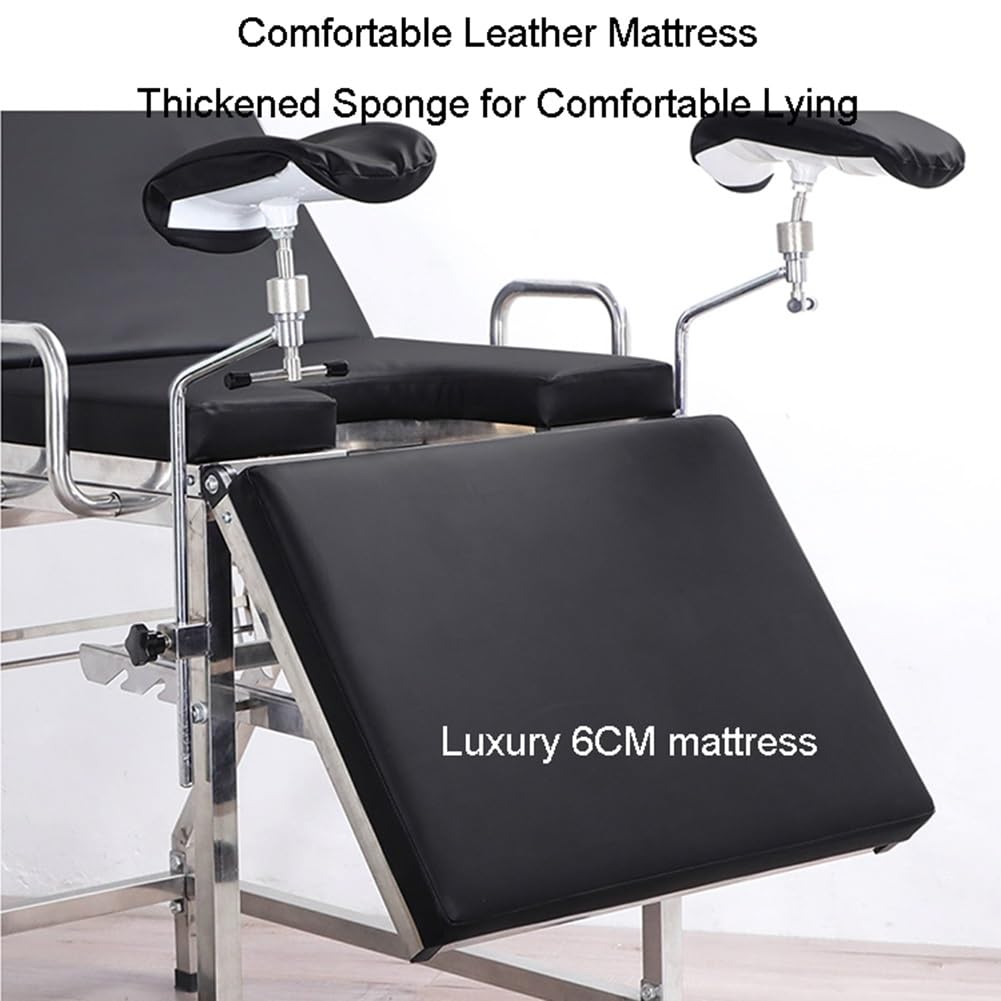Silla de exploración ginecológica médica, equipo de enfermería para mujeres, cirugía de lavado privado médico para pacientes ambulatorios, colchón de 6 cm de espesor, respaldo ajustable(Black)