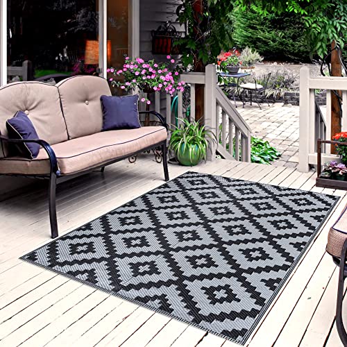 Pasha Home Outdoor Teppich Camellia 180x270 / wendbarer Outdoorteppich 2 in 1 / Outdoor Teppich wetterfest aus Kunststoff/Teppich für Balkon, Terrasse und Außen/Outdoor Teppich Boho Cover
