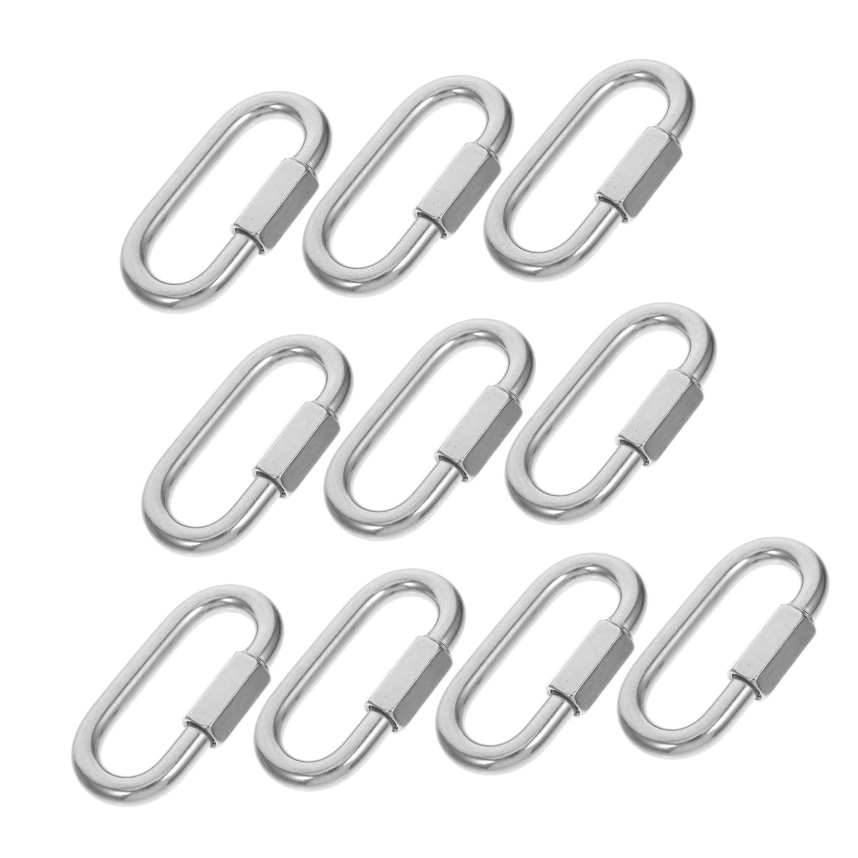 IMIKEYA 10 piezas Conectores de Cadena Rápidos de Acero Inoxidable Eslabones Resistentes con Cierre D para Uso Industrial Construcción y Camping Ahorro Alta Seguridad
