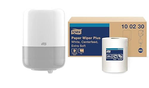 Tork - Dispensador de toallitas de papel de alimentación central, M2 + recarga, color blanco, 6 x 305 hojas