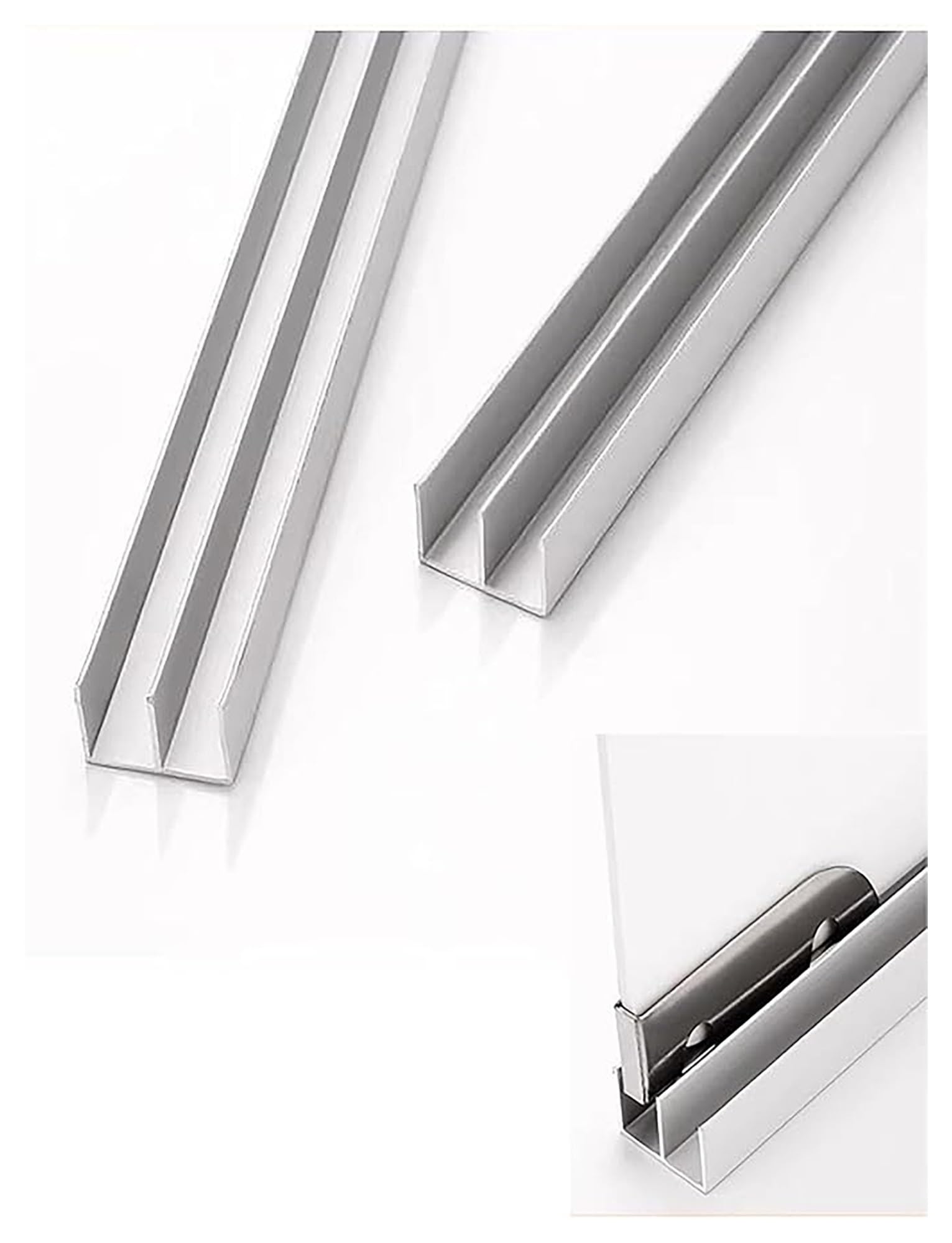Riel de Vidrio acrílico para Puerta corrediza de aleación de Aluminio, Juego de rieles Dobles, riel móvil para Puerta corrediza de Vidrio (130 cm/51,2 Pulgadas)