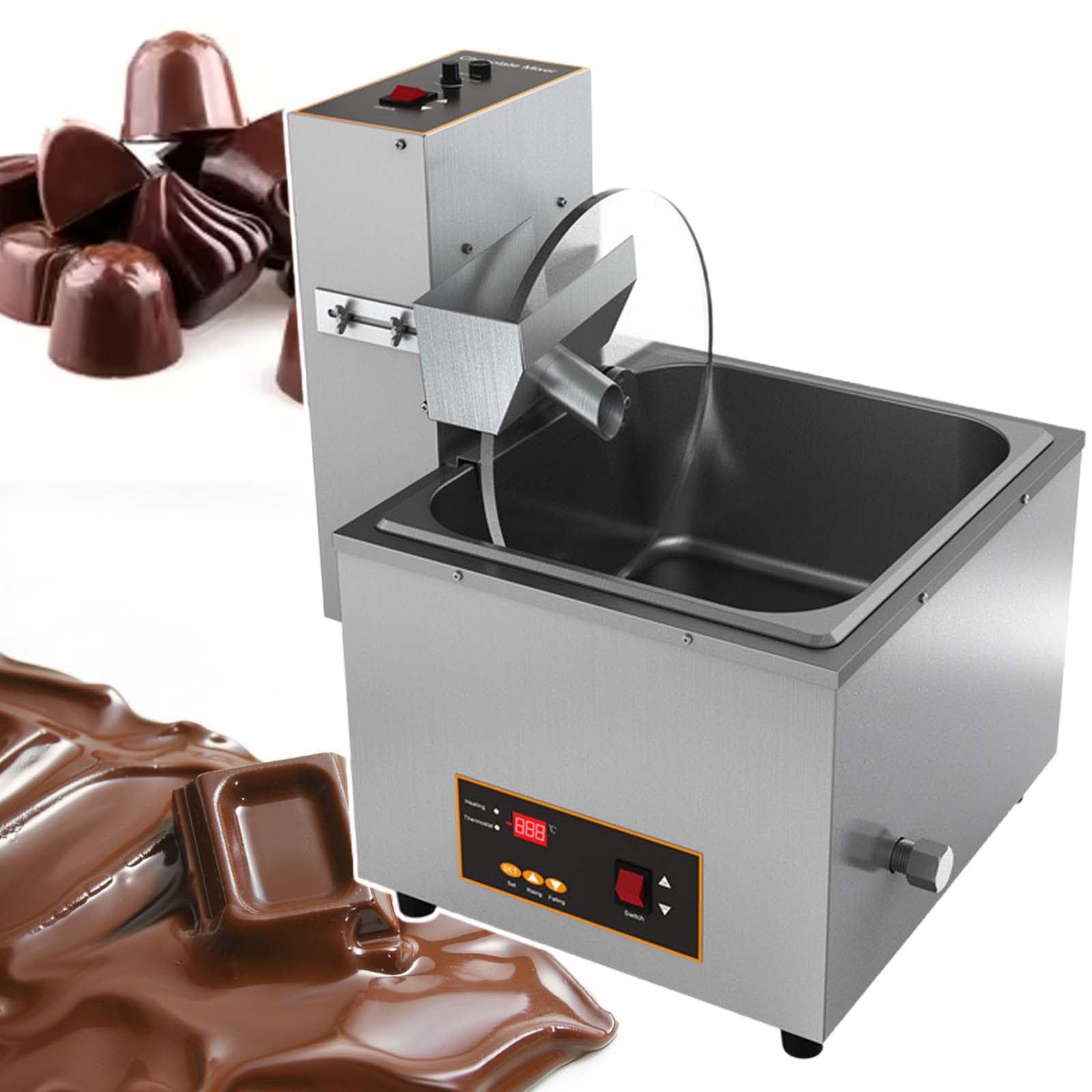 Macchina per Fusione del Cioccolato da 1000 W, con Ruota di Miscelazione del Cioccolato da 60 W/Display A LED/Temperatura Regolabile/Serbatoi Rimovibili/Copertura Antipolvere