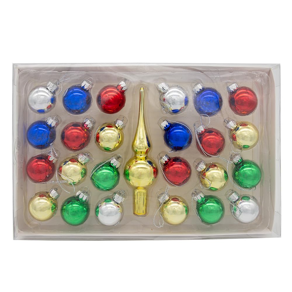 Boules en verre Kurt Adler 30 mm avec cime pour harmoniser facilement un sapin dépareillé