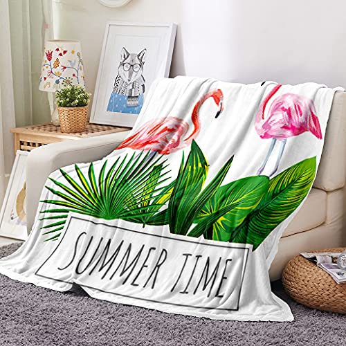 EHOMERY Manta Blanca Cobija Personalizada Mantas para Sofa Grandes Colcha Niño Flamenco Dibujos Animados Manta De Acogida Mantas Decorativas Suaves Y Cómodas Blanco 150x100cm