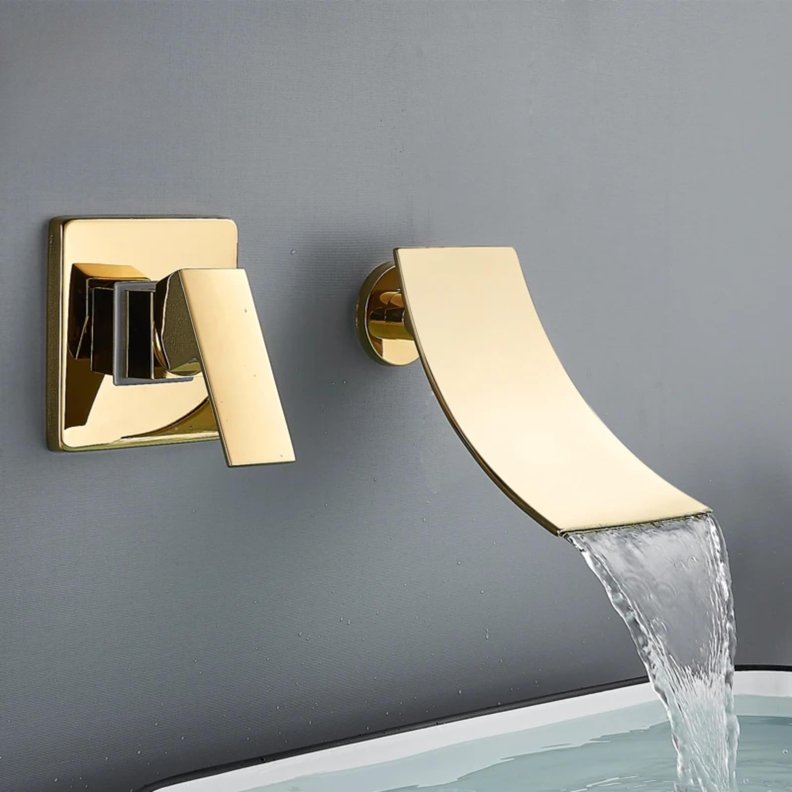 Robinet de salle de bain cascade encastré mural pour lavabo à levier unique