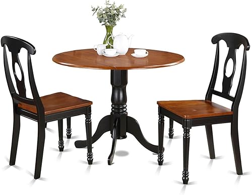 Miniatura 18 de East West Furniture DLKE5-LWH-W - Juego de muebles de comedor de 5 piezas, incluye una mesa de cocina redonda con gotas y 4 sillas de comedor, 42 x