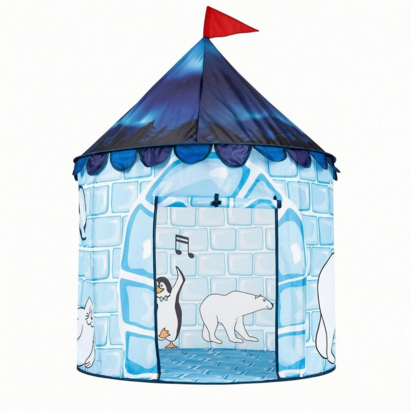 spielzelt mit Dachfahne strapazierfähig -Spielzelt stabil Indoor-Zelt für, Zimmer, Gemeinschafts-Wohnbereich, Dunkelblau