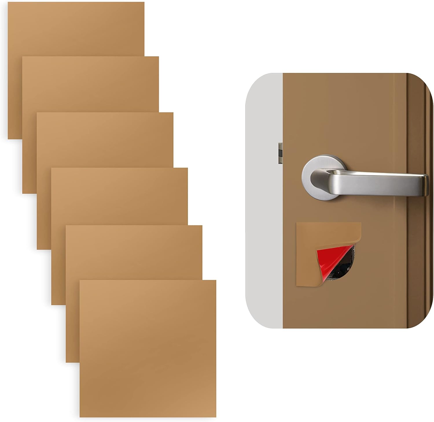 Rubber Bond Door Hole Cover Plate 6 Pack 3"x3" SelfAdhesive Rubber