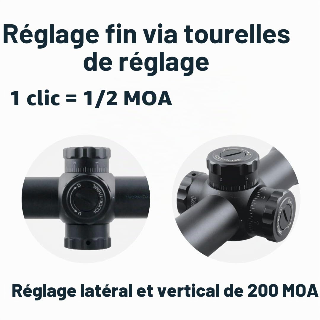 Victoptics OPSL22 S6 1-6x24 Lunette de visée pour sport, airsoft et chasse, fusil à air comprimé, visière cible, lunette de visée de fusil, Rifle Scope