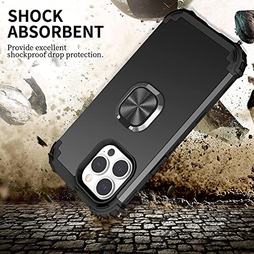 Coque iPhone 14 Pro antichoc armure militaire silicone souple or avec anneau rotatif