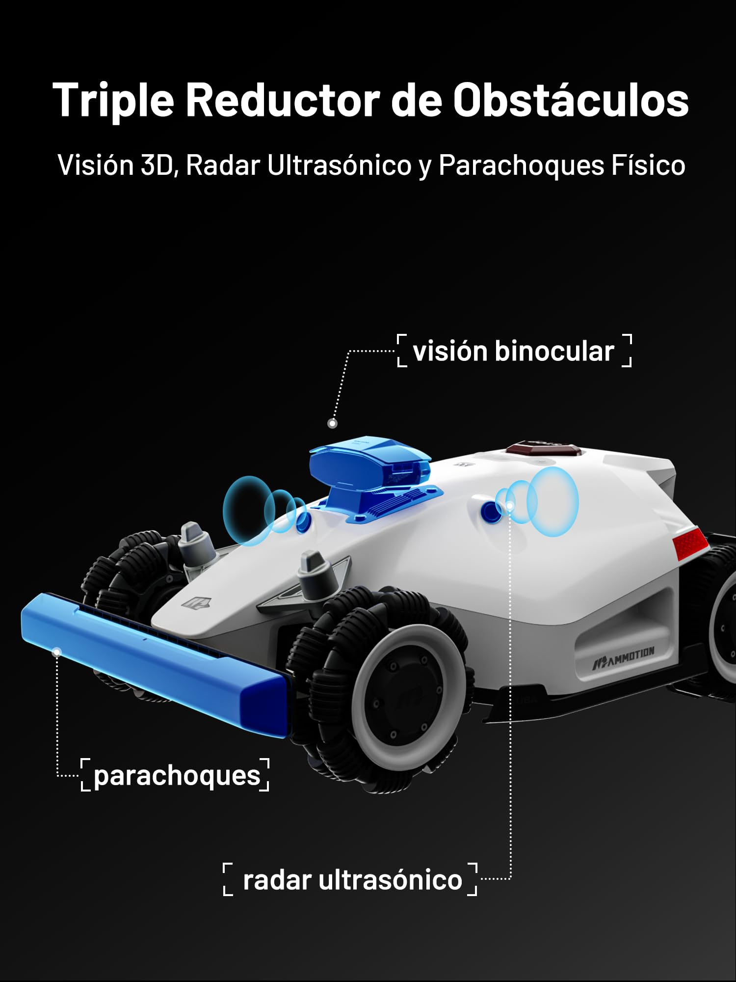 MAMMOTION LUBA 2 AWD 3000 Robot Cortacésped (Versión 2024), Perímetro Libre de Cables para 3000m² de Césped 80% de Pendiente, Tracción en Todas Las Ruedas, Visión 3D y RTK Fusion-Mapping System