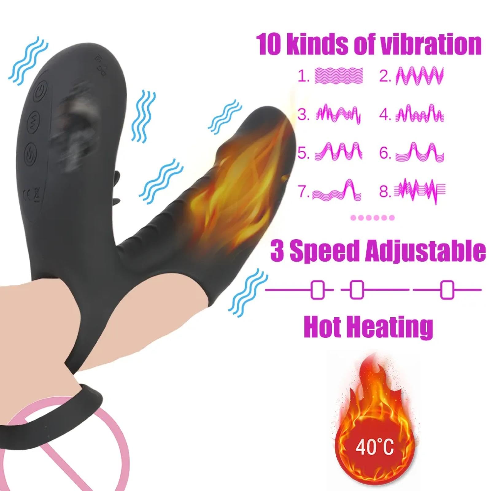 Anello di bloccaggio Strap on vibratori riscaldati per pene Per coppie uomini anello per il pene donne dildo masturbatore spina anale giocattoli erotici del sesso