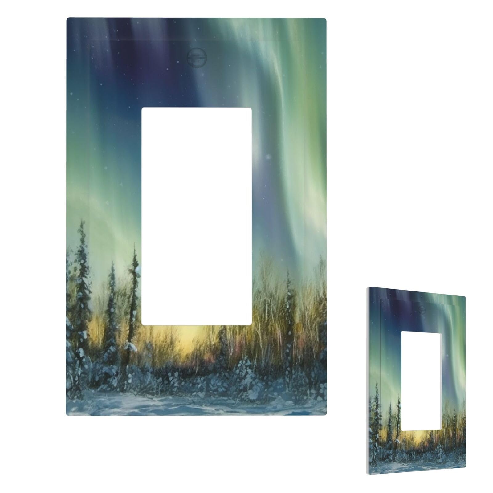 Aceprints 1 Gang Aurora Wall Plate Cover Modern Decorative Light Switch Cover Unbreakable Receptacle Outlet Covers For Living Room Bedroom Decor