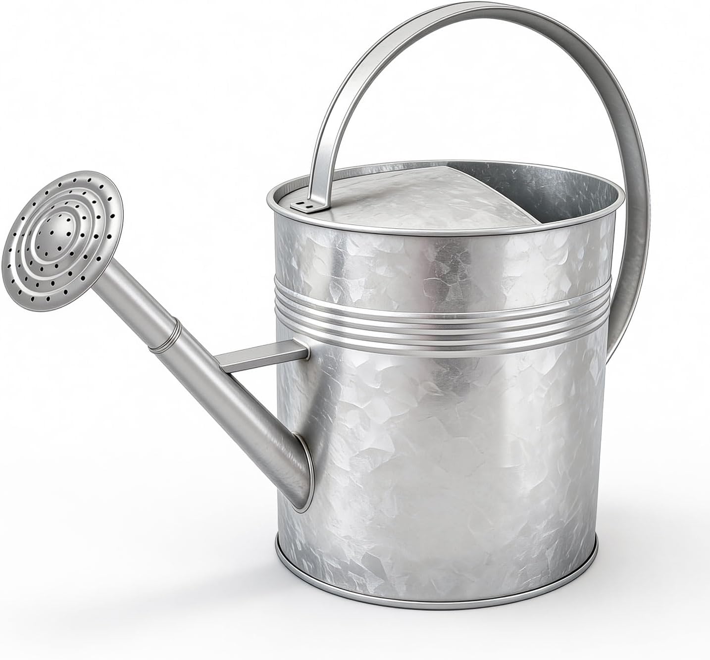 9.5L Metal Watering Can for Outdoor Garden, Galvanized Steel Large Watering Can Pot with Top Handle and Long Spout, Rust-Resistant Water Can for Flower, Lawns, and Farm Use