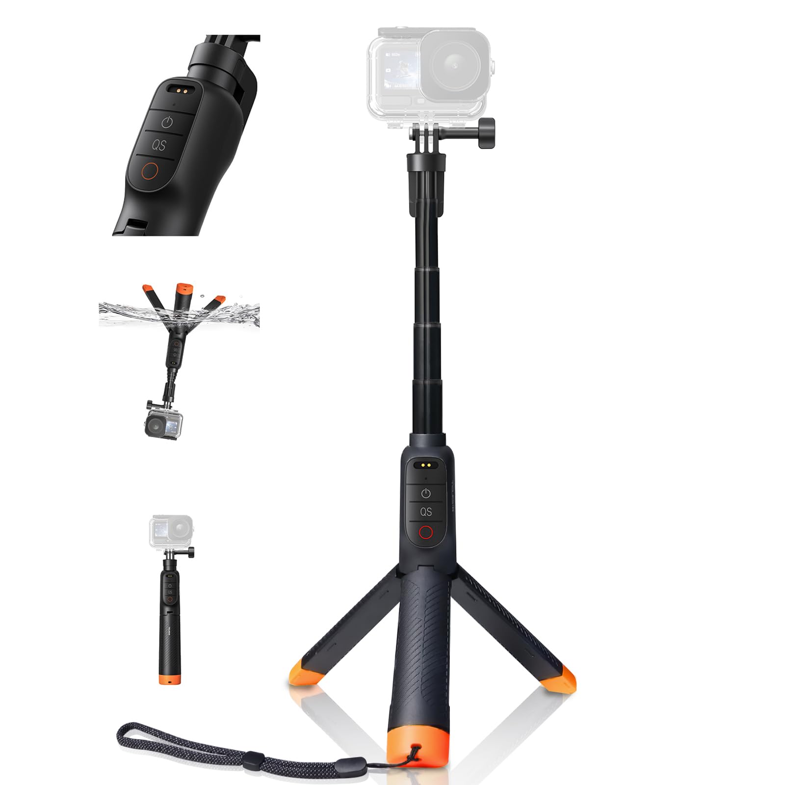 Poignée Flottante pour Selfie - Trépied étanche Extensible avec télécommande Bluetooth - pour caméra d'action DJI Osmo Action 6 5 Pro 4 - avec amplificateur de Signal