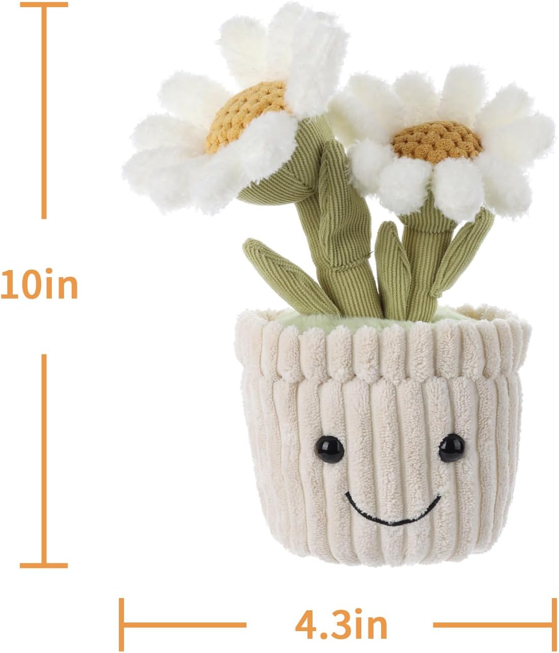 Apricot Lamb Soft Daisy Plant Plush Toy, Stuffed Green Pot, Kawaii Plushie for Kids 10 Inches
