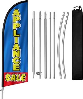 Appliance Sale Swooper Flag, 8FT Windless Appliance Sale Feather Flag with Aluminum Alloy Flagpole, Stainless Steel Ground Stake, Portable Bag, Appliance Signs for Business Advertising