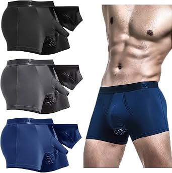 Mens Trunks redundant Prepuce Physical Therapy Front Open Breathable Bulge Boxer Briefs Separated Pouch underwear