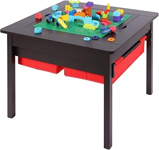 RedSwing Activity Table with Storage, 2 in 1 Building Block Tabletop for Arts, Crafts, Reading, Preschool, Espresso