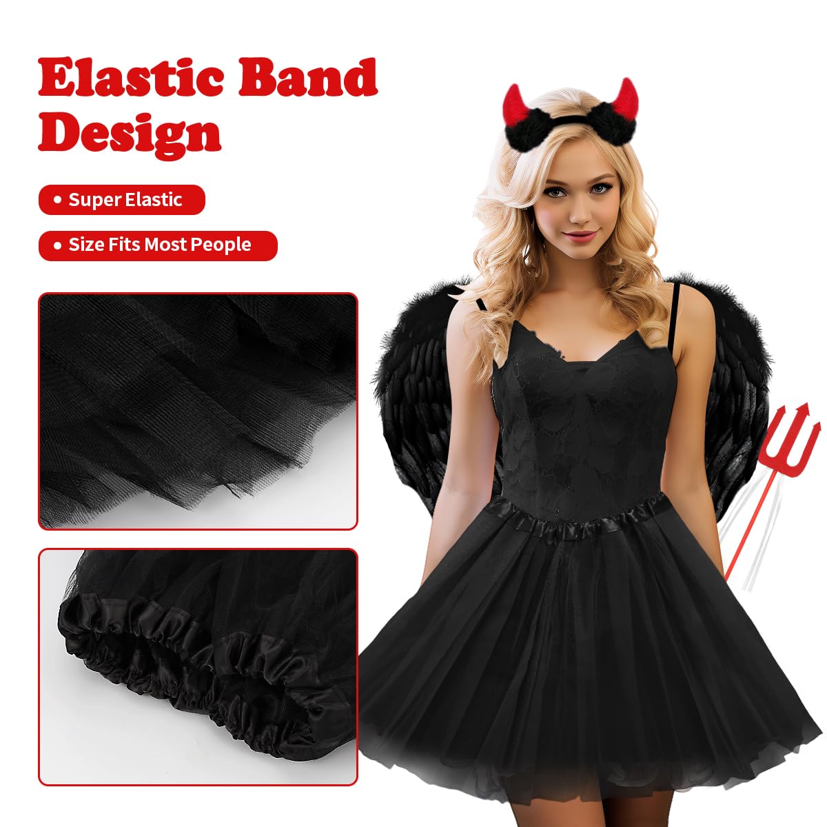 Angel Wings Costume Women's White Tutu Skirt, Halo and Wand Angel Wings Decoration Wings, Halloween Carnival Party Cosplay Adult - Image 3