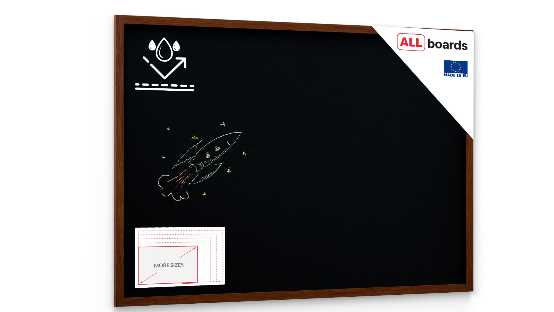 ALLboards Lavagna Nera Da Gesso 100×80 Cm Con Cornice In Legno ECO - 11