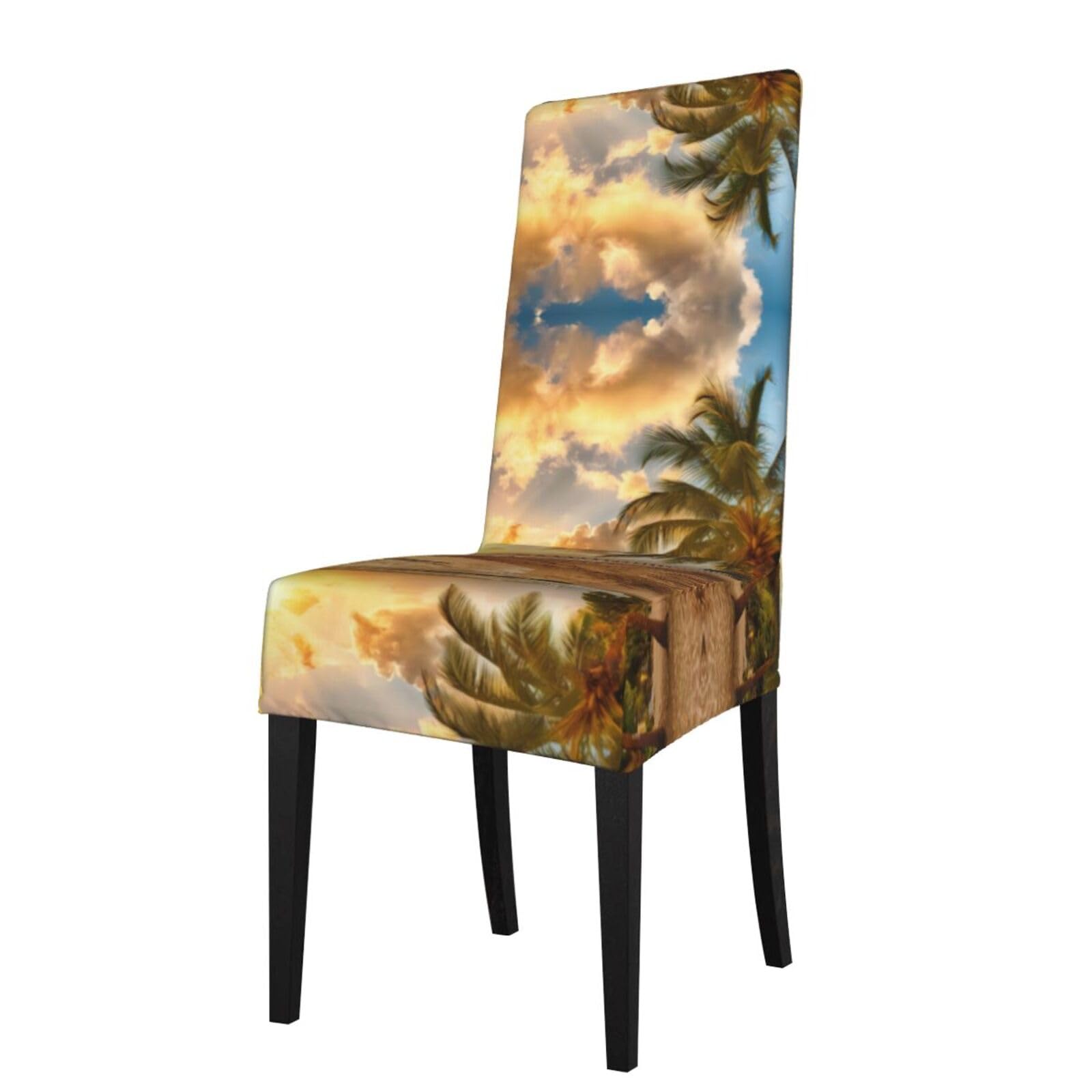 Yyhwhjde Black Ocean Sunset Scenery Prints Protection Cover For Dining Chair – Stretch Slipcovers For A Fresh, Refreshed Dining Room Look!