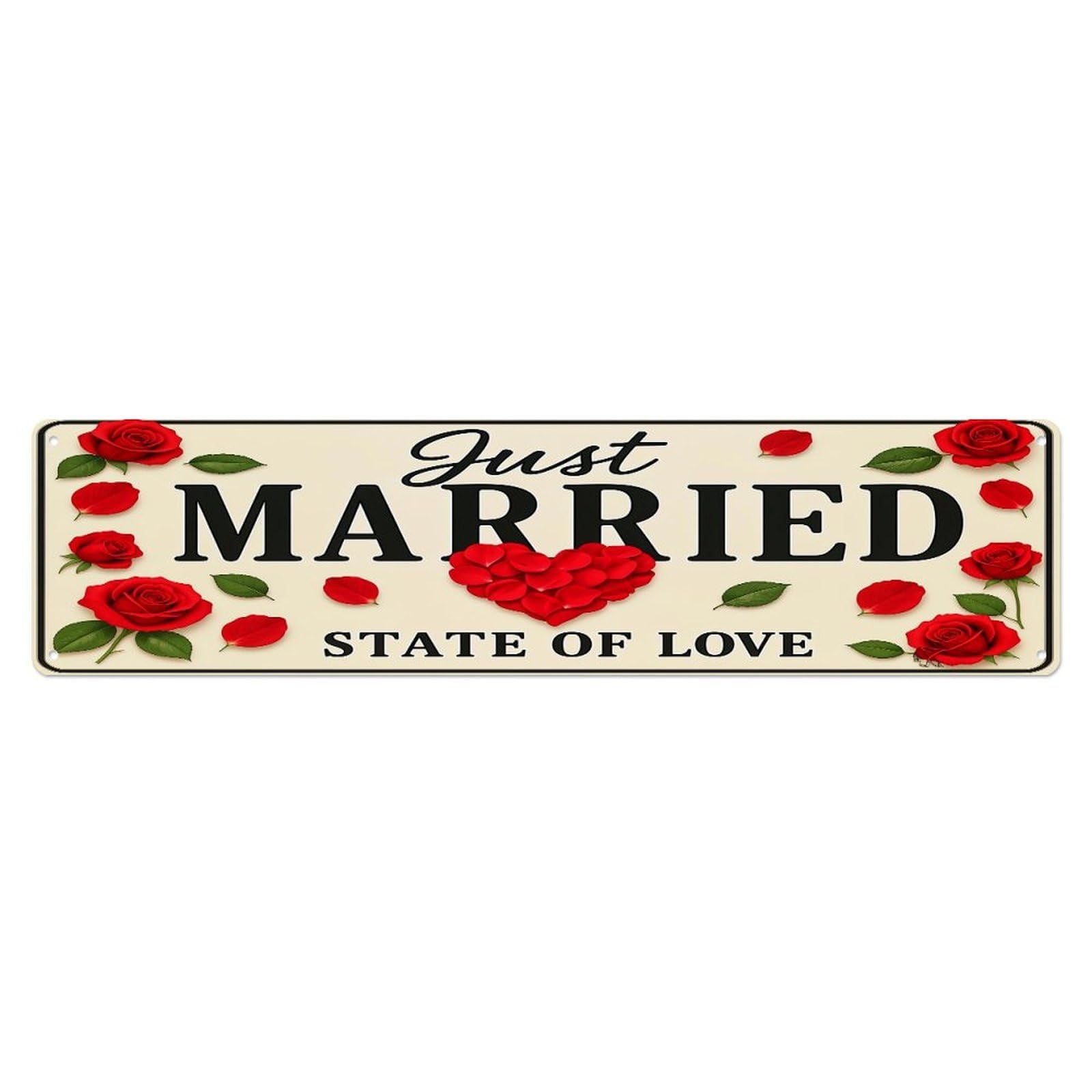 Just Married State Of Love Metal Tin Sign Plaque