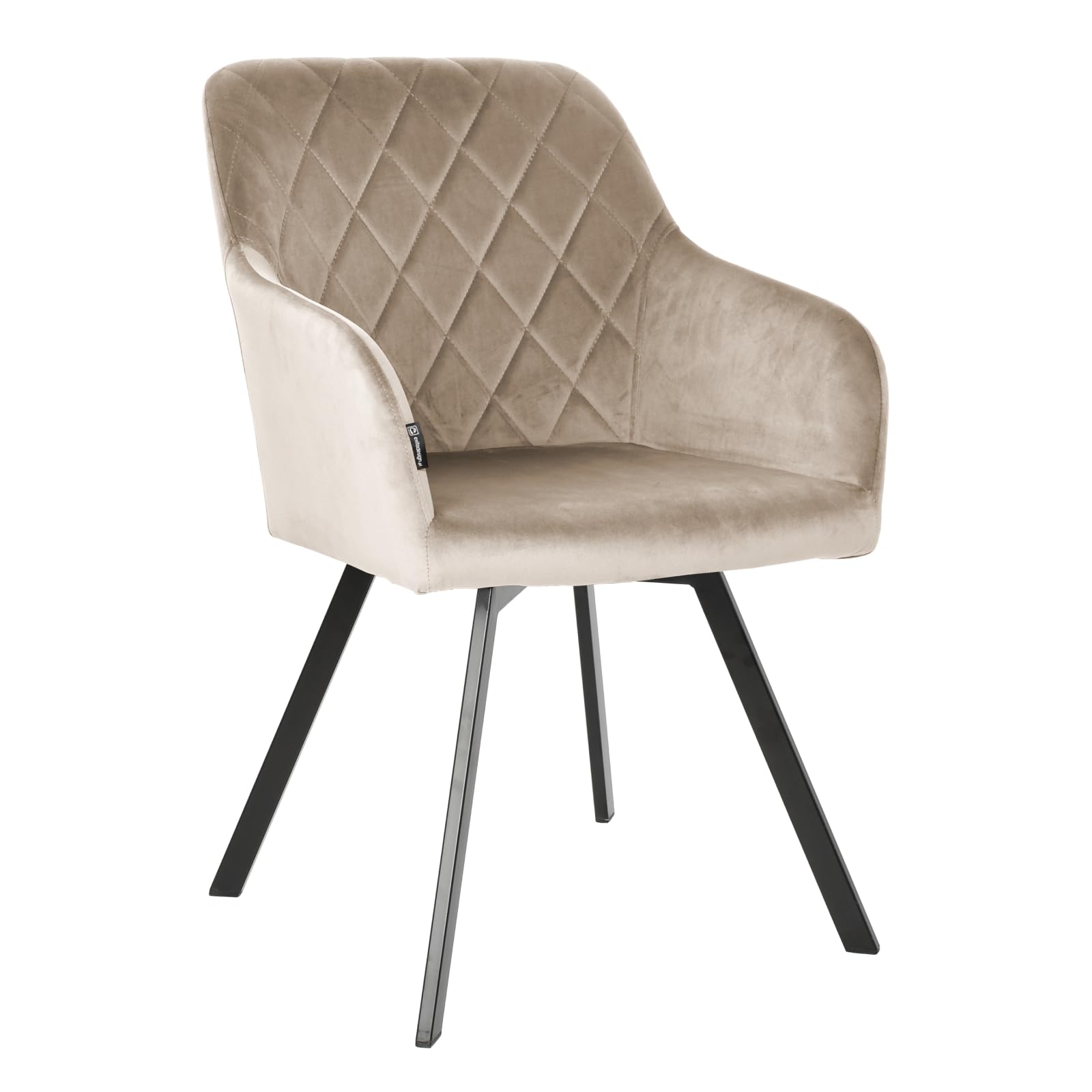Drehstuhl Esszimmer Panko 53,5x64x87 cm - Esszimmerstühle Gesteppt 360° Drehbar Bürostuhl Stuhl - für Esszimmer Küche Wohnzimmer Salon Schreibtisch (Velvet Beige)