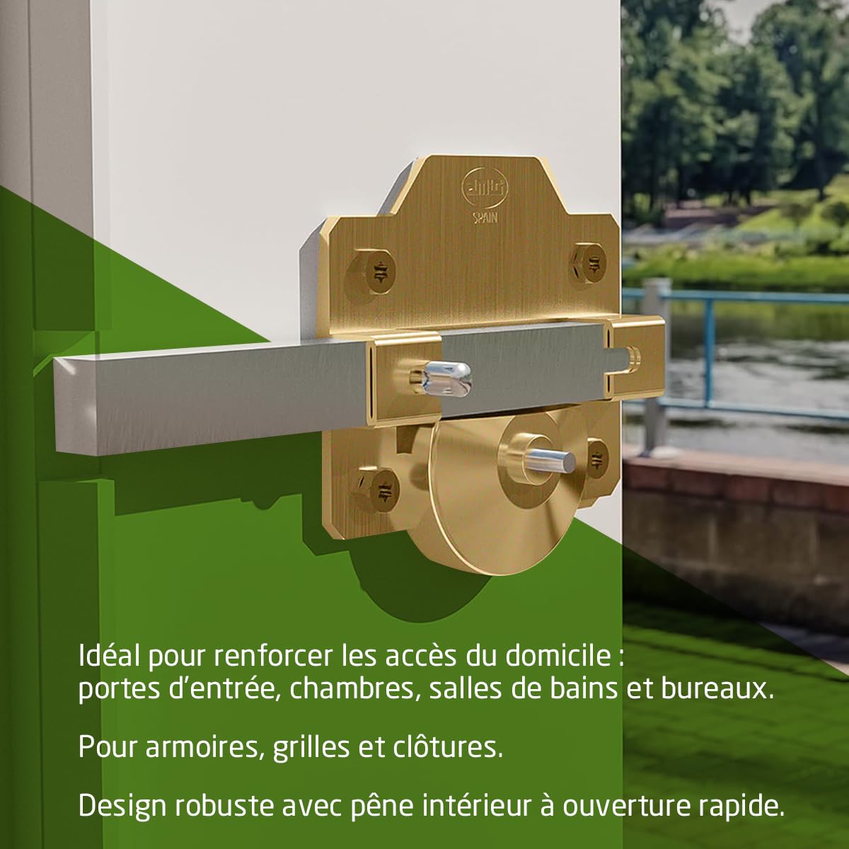 Amig - Verrou de sécurité à pêne dormant avec cylindre rond - Haute résistance à l'extraction - 5 clés incluses - 170 x 105 mm - Serrure en applique - Acier - Cylindre 50 mm - Finition martelée