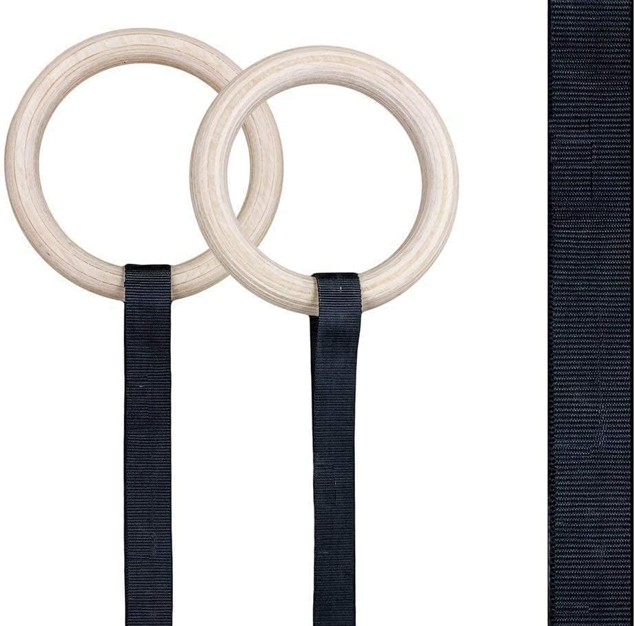 Heavy Duty Gymnastic Wooden Rings with Adjustable Strap - Roman Rings Perfect for Calisthenics Competition and Conditioning Training