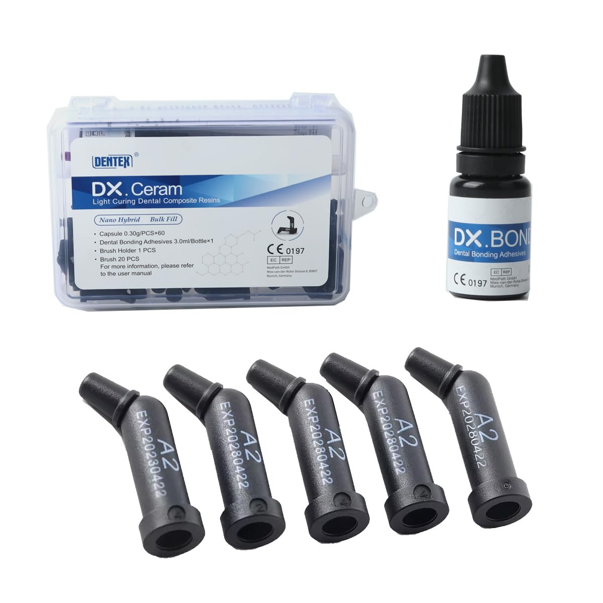 Dentex DX.Ceram Light Curing Dental Composite Resin Capsule Kit with Bonding Adhesive