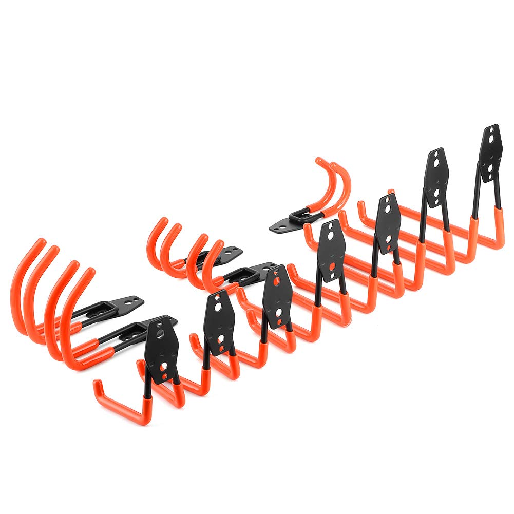 Ganci da Garage da 12 Pezzi Ganci Portaoggetti Organizzatore da Parete per Attrezzi Elettrici Corda Pala Bicicletta, Rivestimento in PVC, Supporta Fino a 88 Libbre, per Officina Garage, Ferro