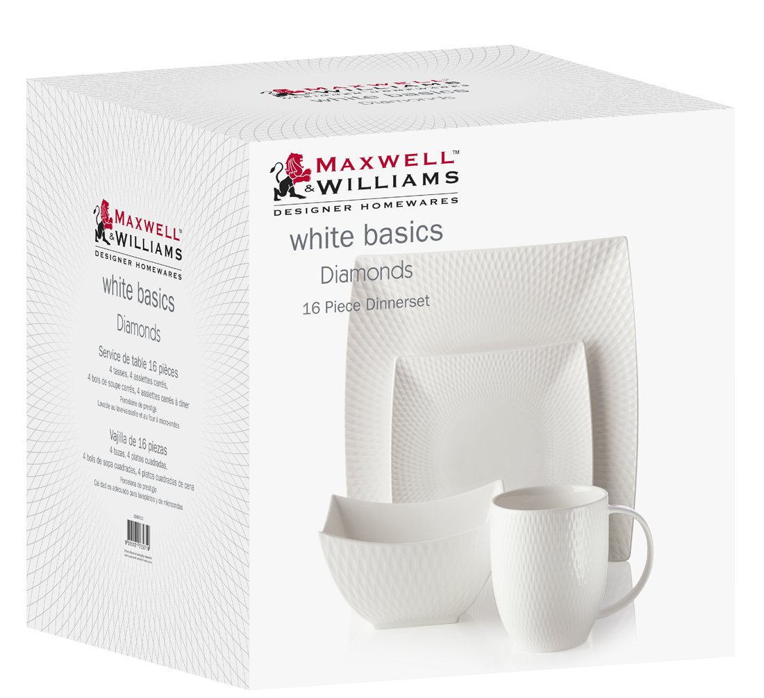 16 Piece Maxwell Diamond Dinner Set Maxwell Williams White Basics