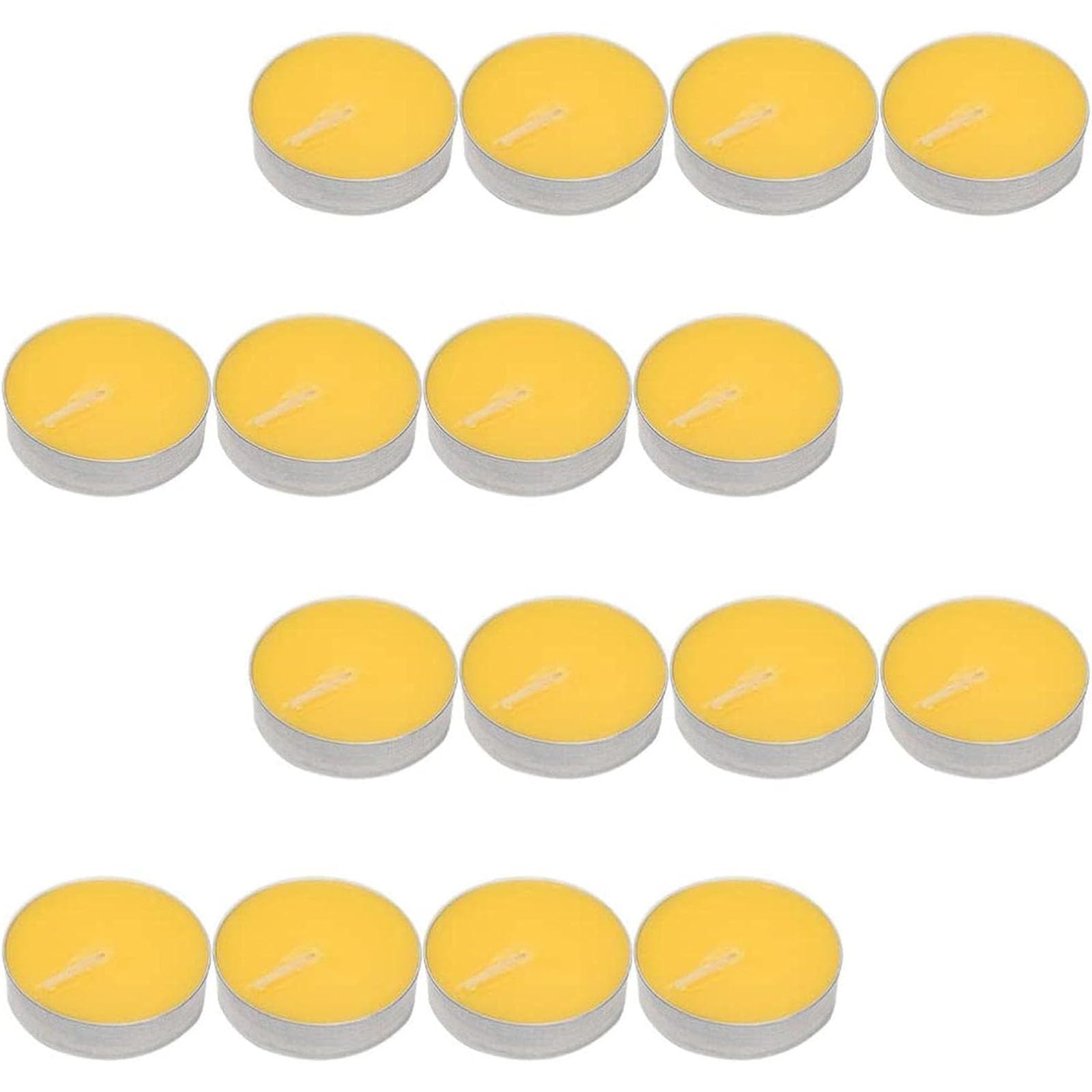 Lot De 16 Bougies Chauffe-Plat 100% Cire D'Abeille Jaune Naturelle – Sans Fumée, Sans Goutte, Parfum Miel Doux – Idéales Pour Mariages, Tables Festives Et Décoration