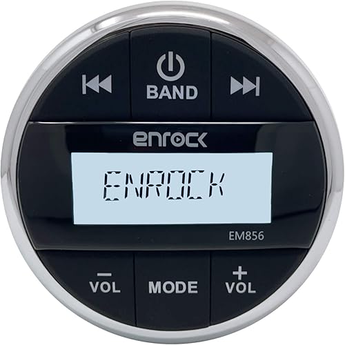 Miniatura 2 de Enrock EM856 - Receptor de grado marino, 4 altavoces EnrockMarine de 6.5 pulgadas de 2 vías de 180 W (blanco) con LED azules, montaje en interfaz