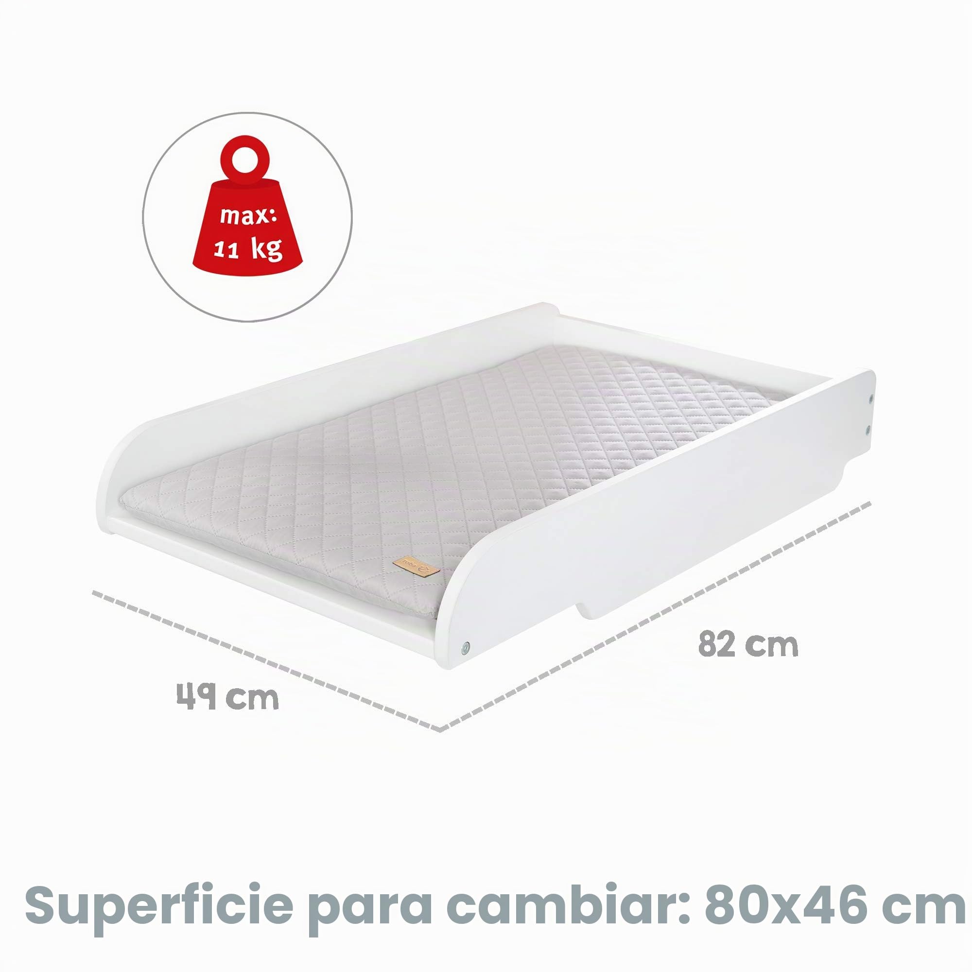 roba Cambiador con cambiador, para colocar en cunas y camas infantiles, color blanco