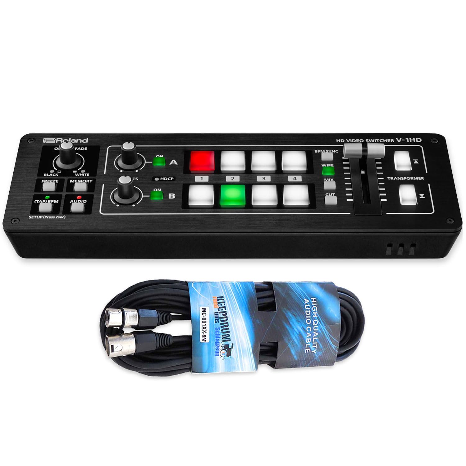 Roland V-1HD+ A/V Video Switcher HD Plus z keepdrum kabel XLR