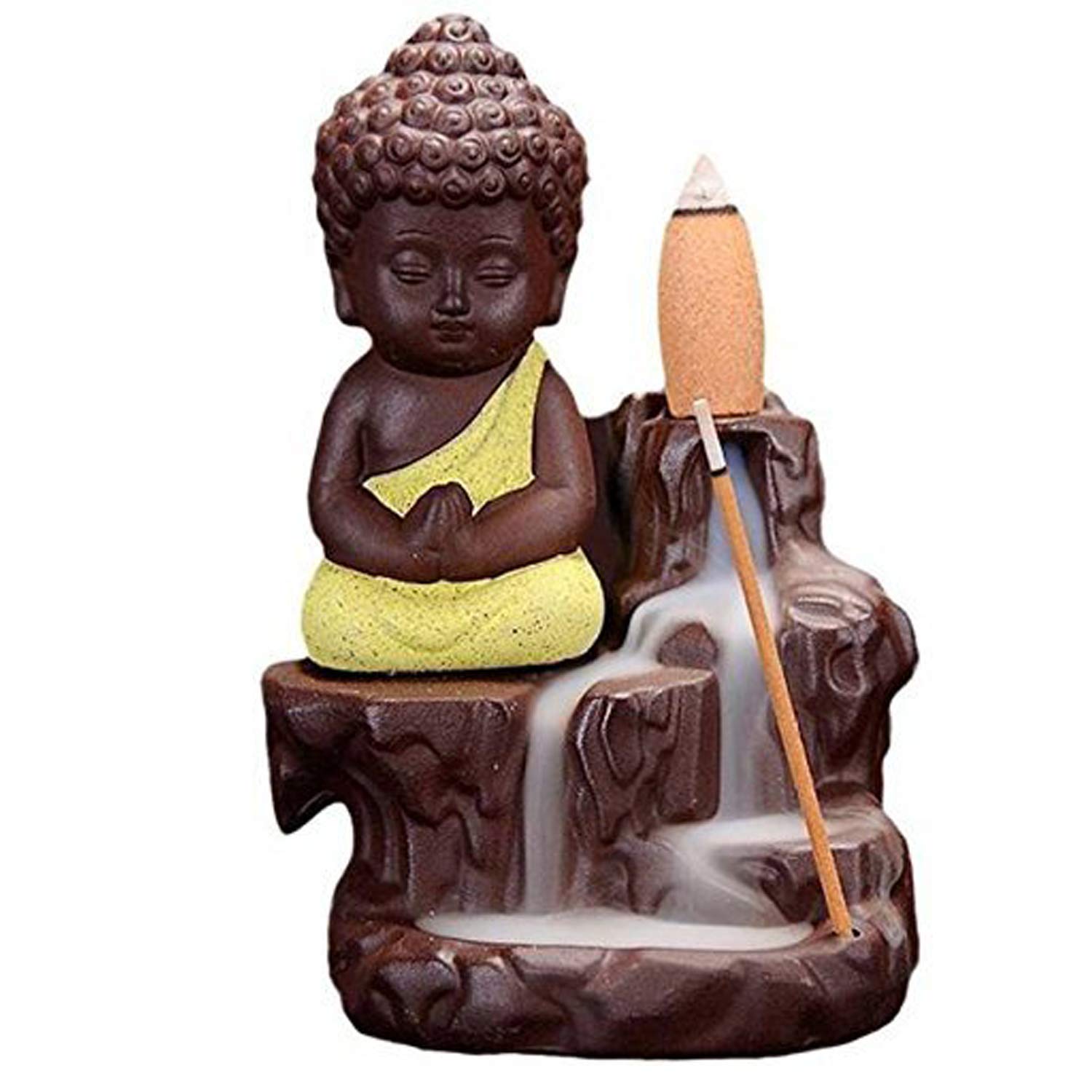 Shri Shyama YELLOW BUDDHA 11.5 * 7.5 cm with 25+ colorful Backflow Incense cones, Polyresin Statue, Scented cones with Smoke Fountain effect, Polyresin statue for Home Decor, Festive Decoration & Gifting etc. (B0B3X2NGCP) Amazon Price History, Amazon Price Tracker