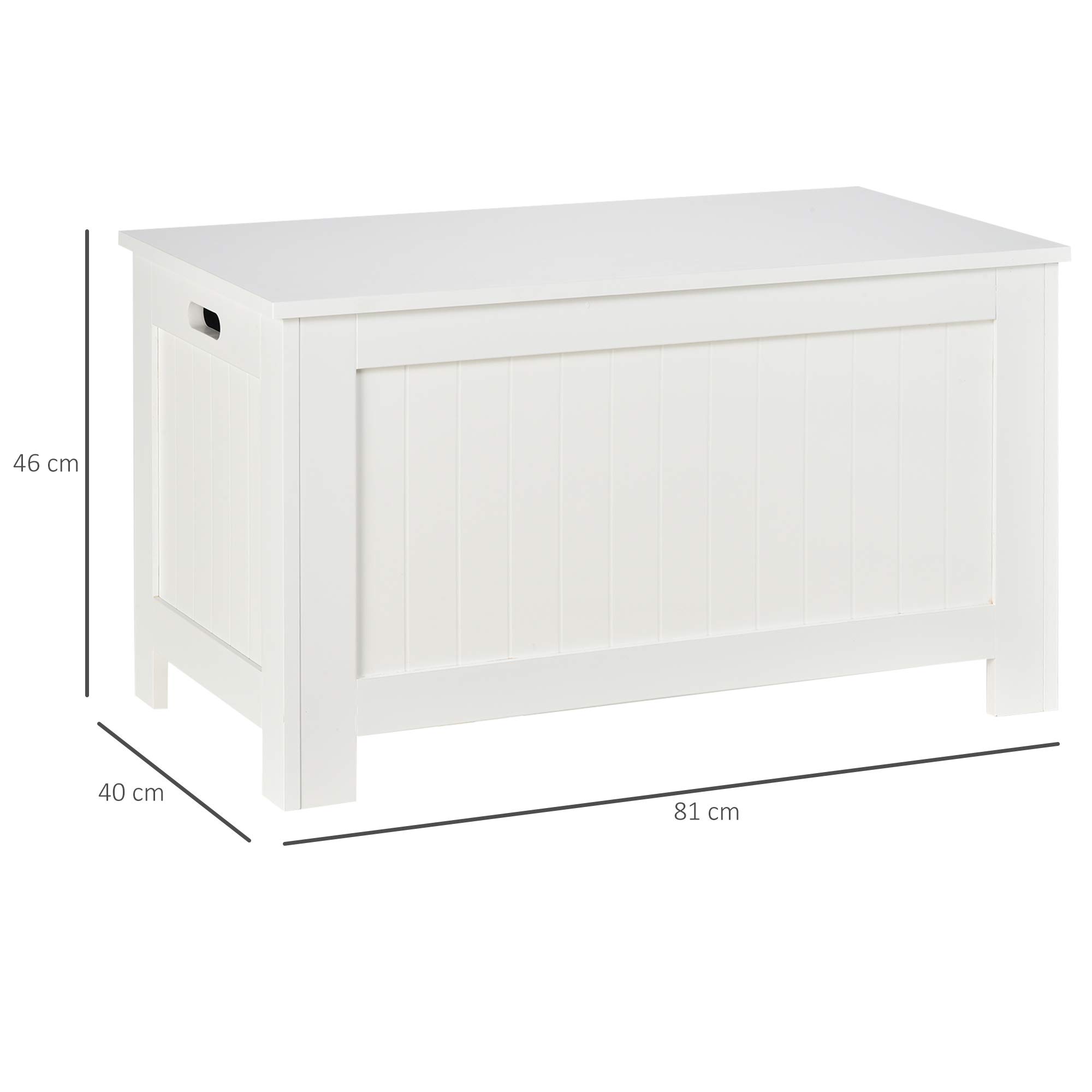 HOMCOM Baúl de Almacenaje para Dormitorio Banco de Almacenaje con Tapa Baúl de Almacenaje Versátil con Bisagra de Seguridad para Pasillo Salón 81x40x46 cm Blanco