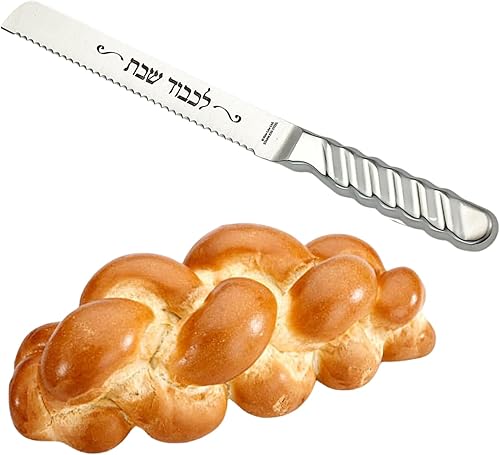 Rite Lite Cuchillo de jalá de acero inoxidable Long Shabat Hallah Shabbos Cuchillo Hanukkah