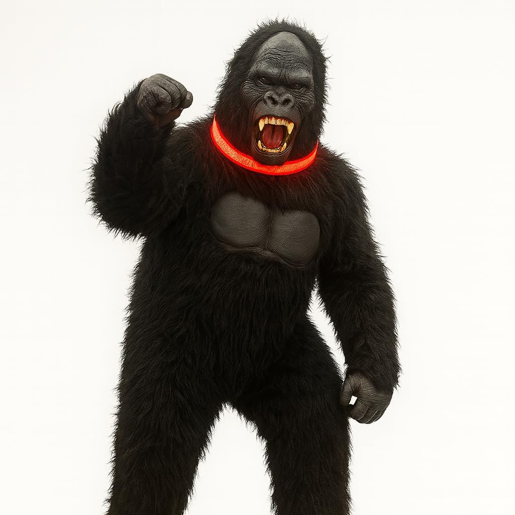 Gorilla Costume with Lights, Ape Suit for Halloween,Theme Party,Adult Teen Kid Size