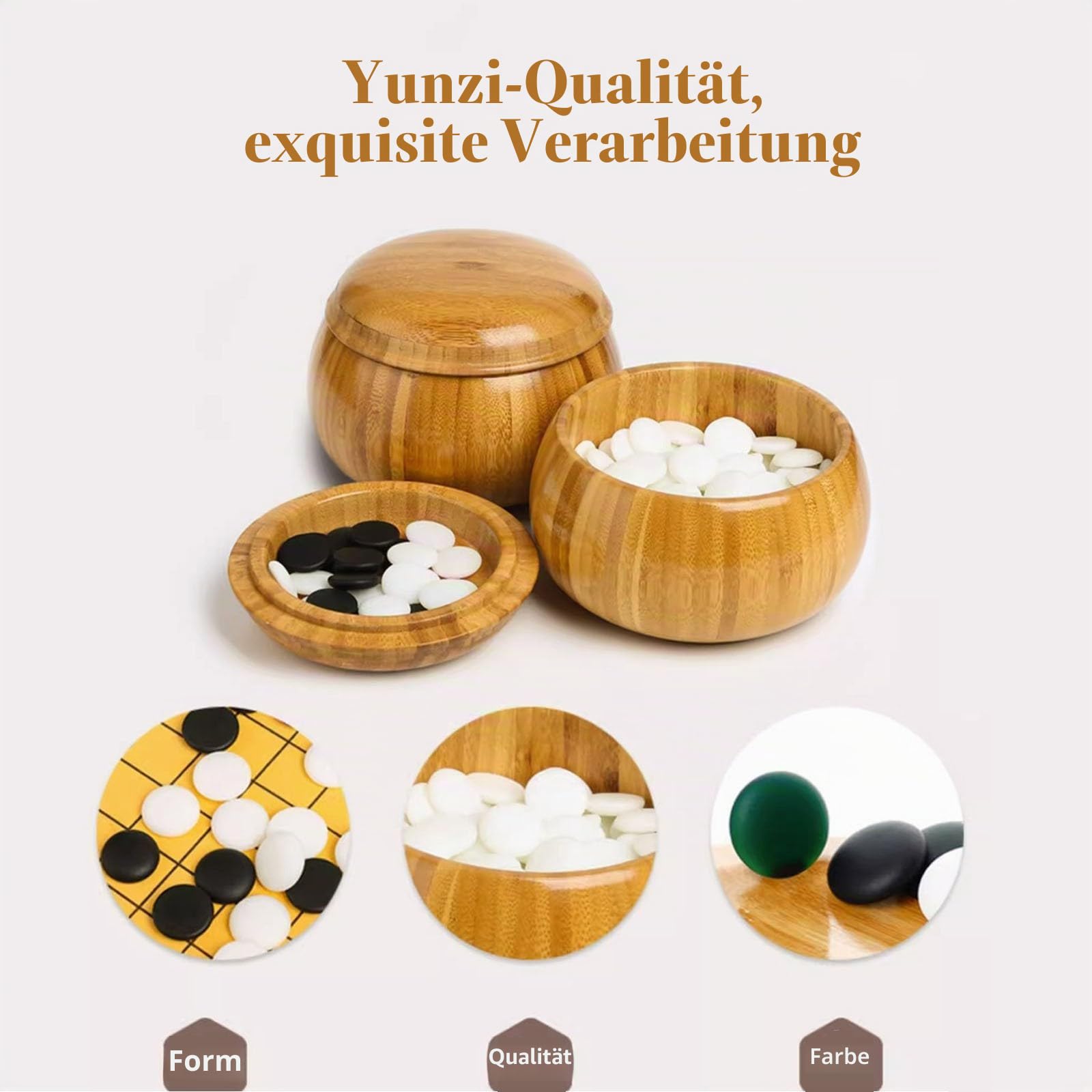 Premium Bamboo Go Set mit 361 Bakelit-Steinen und Schalen, wendbares wasserdichtes Design für Anfänger und zwei Spieler Gameplay (b,e)