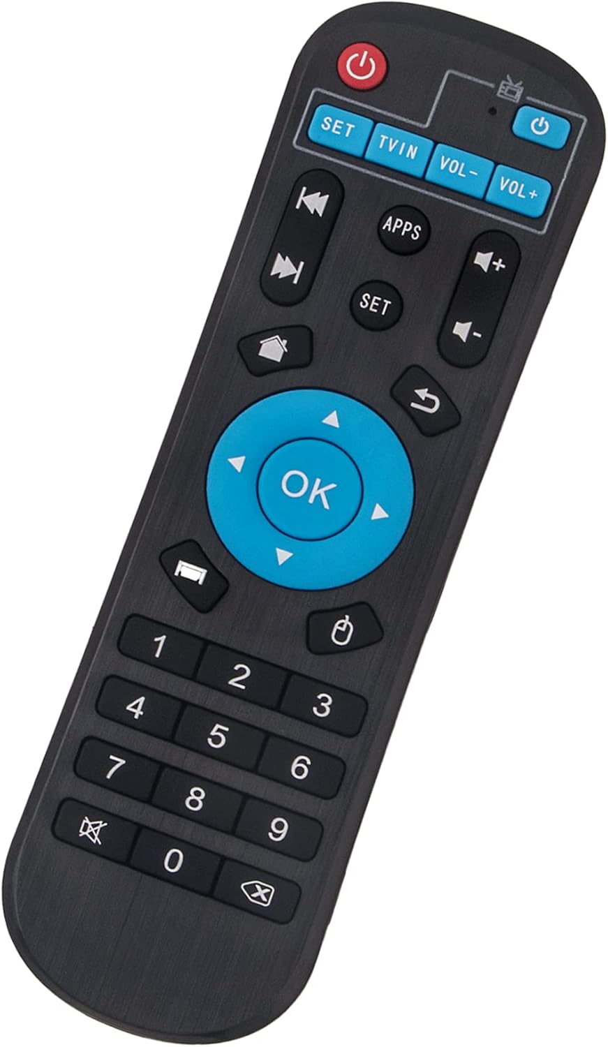 Back view of the remote control, showing the battery compartment